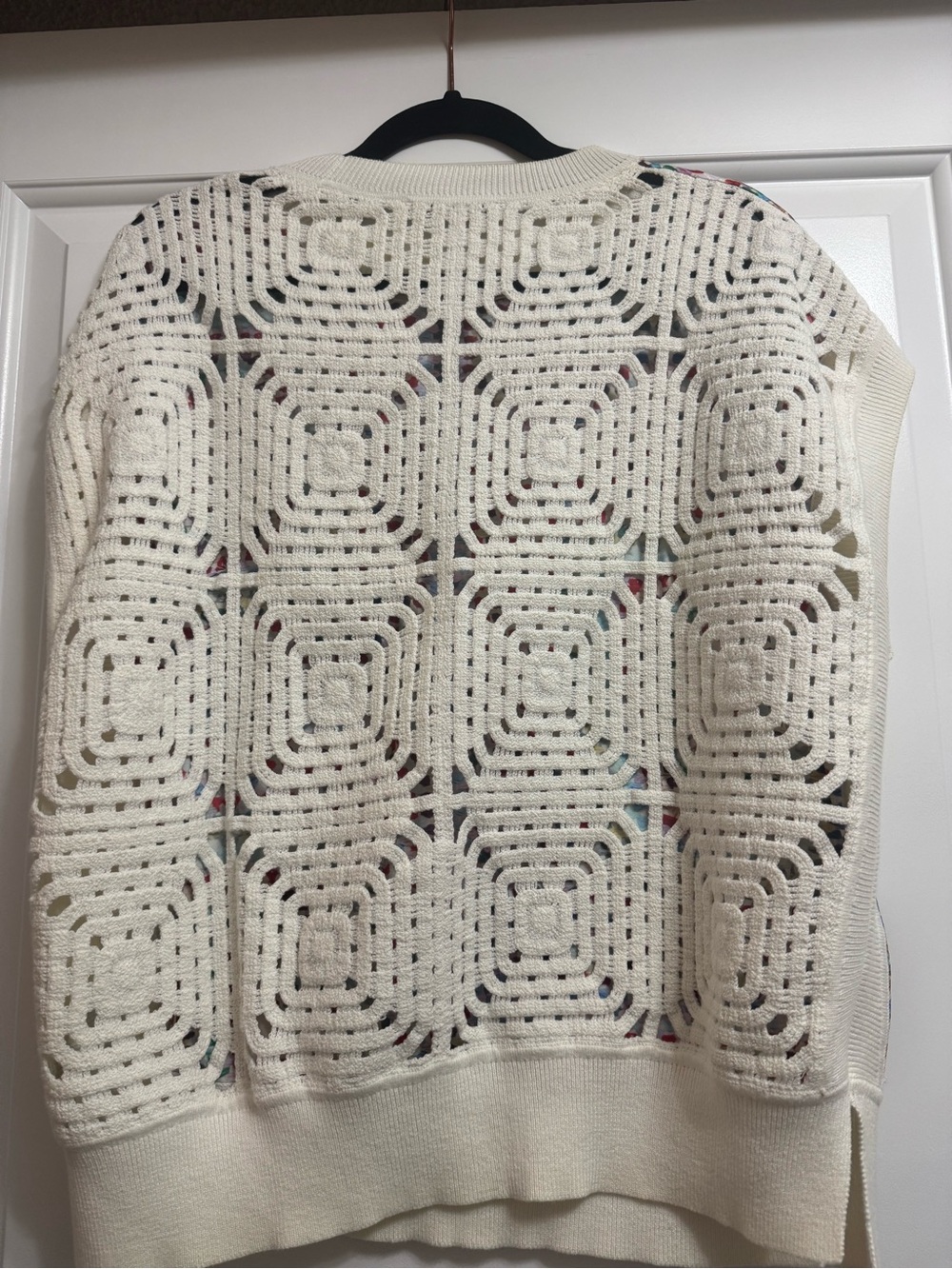 AllSaints Marti Luisa Rainbow Mix Media Top Crochet Knit Sweater White Small - Picture 6 of 11